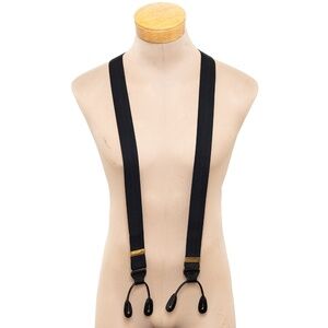 TRAFALGAR MENS HUDSON ADJUSTABLE NYLON SUSPENDERS BRACES BLACK WHITE GOLD